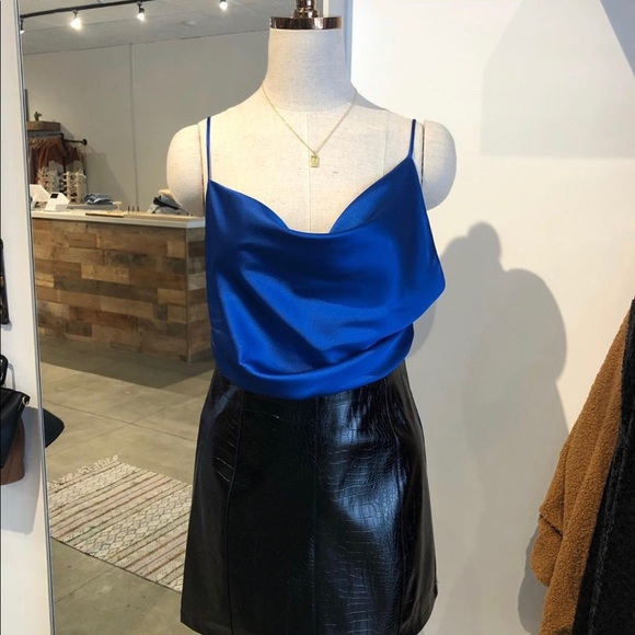 Nordstrom Tops - Off sides blue silk cowl tank spaghetti strap ✨